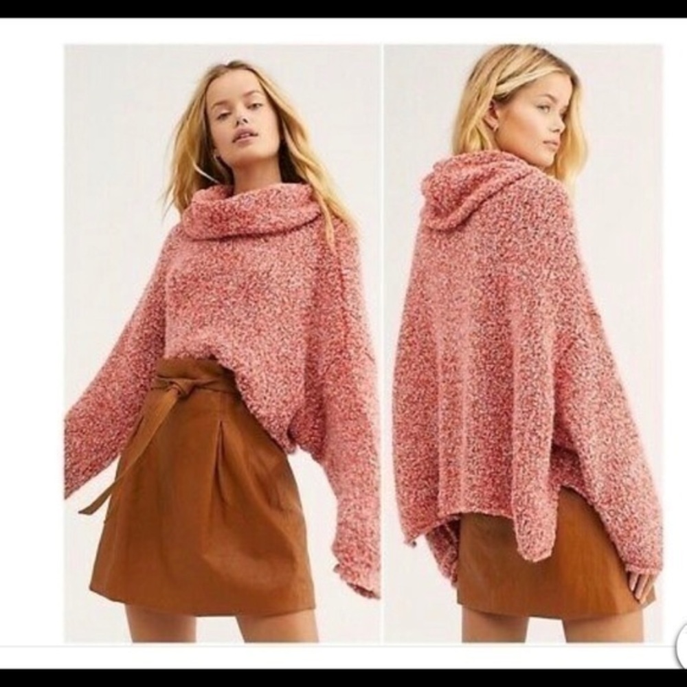Free People Red Lotus BFF Cowl Neck Sweater NWT Sz S